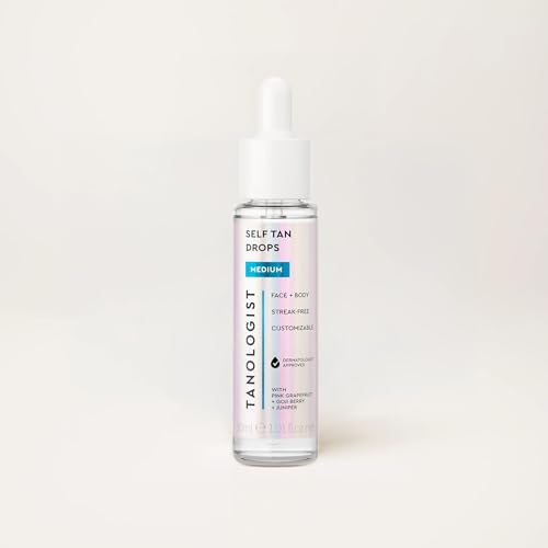 Tanologist Dark Self Tan Drops, Streak-Free Body & Face Tanning Drops, No Fake Tan Smell, For Moisturizer & Lotion, Bronzing Face Tanner, Skincare Ingredients, Vegan, 1.01 fl. oz/30 ml Bottle