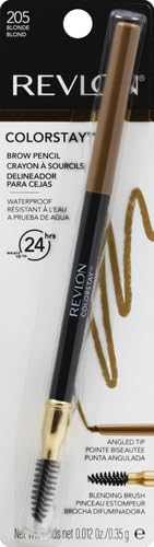 Revlon ColorStay Eyebrow Pencil with Spoolie Brush, Waterproof, Hair-Like Strokes, Stocking Stuffer for Her, 205 Blonde, 0.021 oz