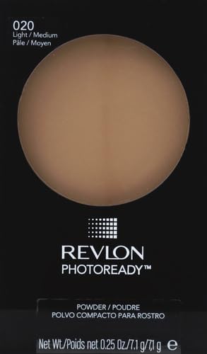 Revlon PhotoReady Blurring Face Powder Makeup, Longwear, Light-Medium Coverage, Stocking Stuffer for Her, Shine & Oil-Free, 020 Light Medium, 0.25 oz