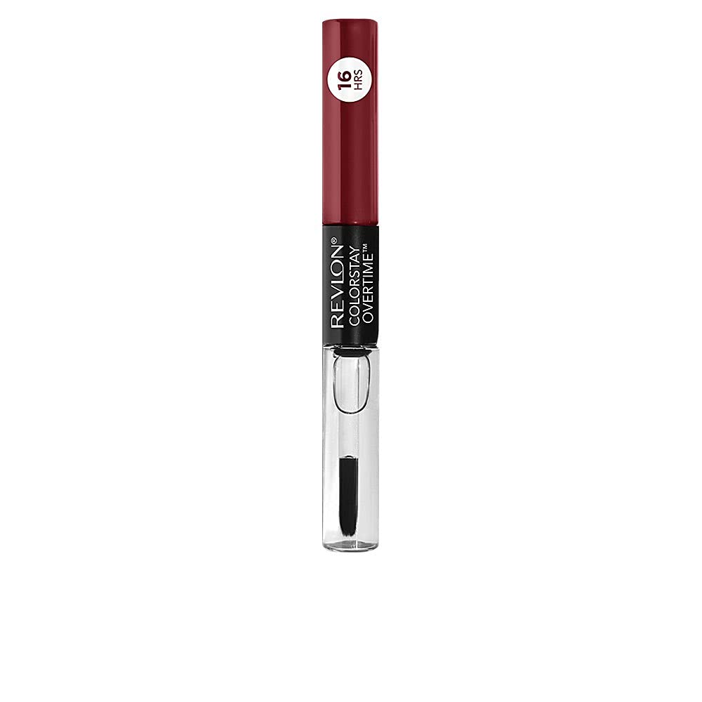 Revlon Liquid Lipstick with Clear Lip Gloss, ColorStay Overtime Lipcolor, Stocking Stuffer for Women, 350 Bare Maximum, 0.07 fl oz