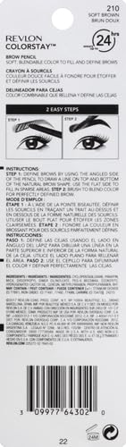 Revlon ColorStay Eyebrow Pencil with Spoolie Brush, Waterproof, Hair-Like Strokes, Stocking Stuffer for Her, 205 Blonde, 0.021 oz