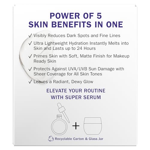 Olay Super Cream with Sunscreen SPF 30, Fragrance Free Lightweight Face Moisturizer with Sun Protection, 5-in-1 Skin Care - Hydrating, Brightening, Firming - Niacinamide, Vitamin C, Collagen, 1.7 oz