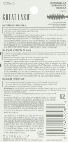 Maybelline Great Lash Washable Mascara Makeup, Volumizing Lash-Doubling Formula That Conditions As It Thickens, Blackest Black, 1 Count