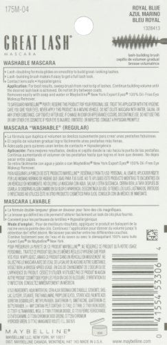 Maybelline Great Lash Washable Mascara Makeup, Volumizing Lash-Doubling Formula That Conditions As It Thickens, Blackest Black, 1 Count