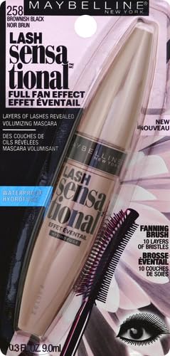Maybelline Lash Sensational Waterproof Mascara, Lengthening and Volumizing for a Full Fan Effect,Very Black, 1 Count