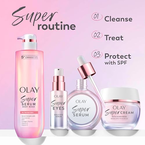 Olay Super Cream with Sunscreen SPF 30, Fragrance Free Lightweight Face Moisturizer with Sun Protection, 5-in-1 Skin Care - Hydrating, Brightening, Firming - Niacinamide, Vitamin C, Collagen, 1.7 oz