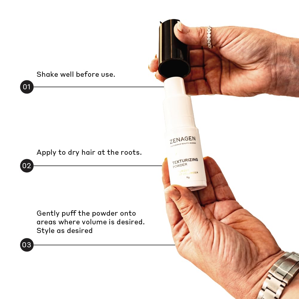 ZENAGEN Texturizing Powder | Texturizer + Root Volumizer, Adds Instant Volume & Texture, Absorbs Oil For A Refreshed Look, Lightweight Residue-Free Formula, Vegan, All Hair Types, 9 g
