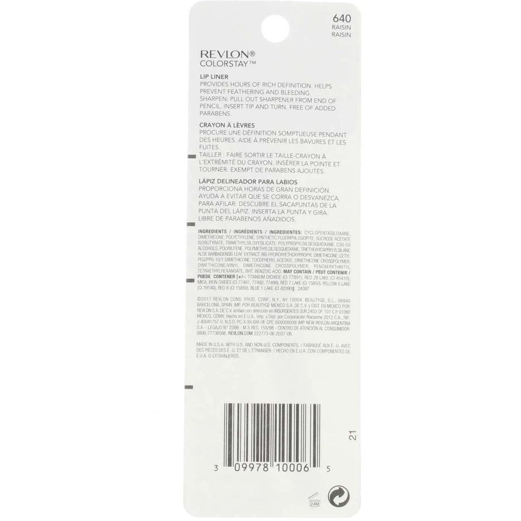 Revlon Colorstay Lip Liner Makeup with Built-in-Sharpener, Longwear Rich Colors, Smooth Application, 630 Nude, 0.01 oz