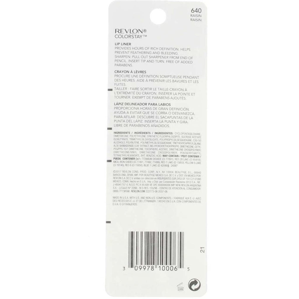Revlon Colorstay Lip Liner Makeup with Built-in-Sharpener, Longwear Rich Colors, Smooth Application, 630 Nude, 0.01 oz