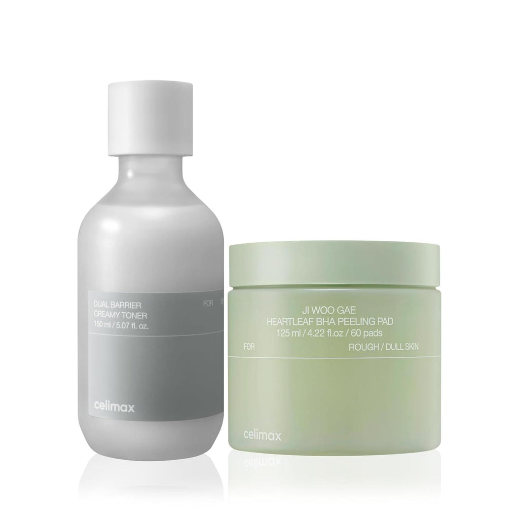 celimax Ji.Woo.Gae Heartleaf BHA Peeling Pad(60 Pads) + Dual Barrier Creamy Toner