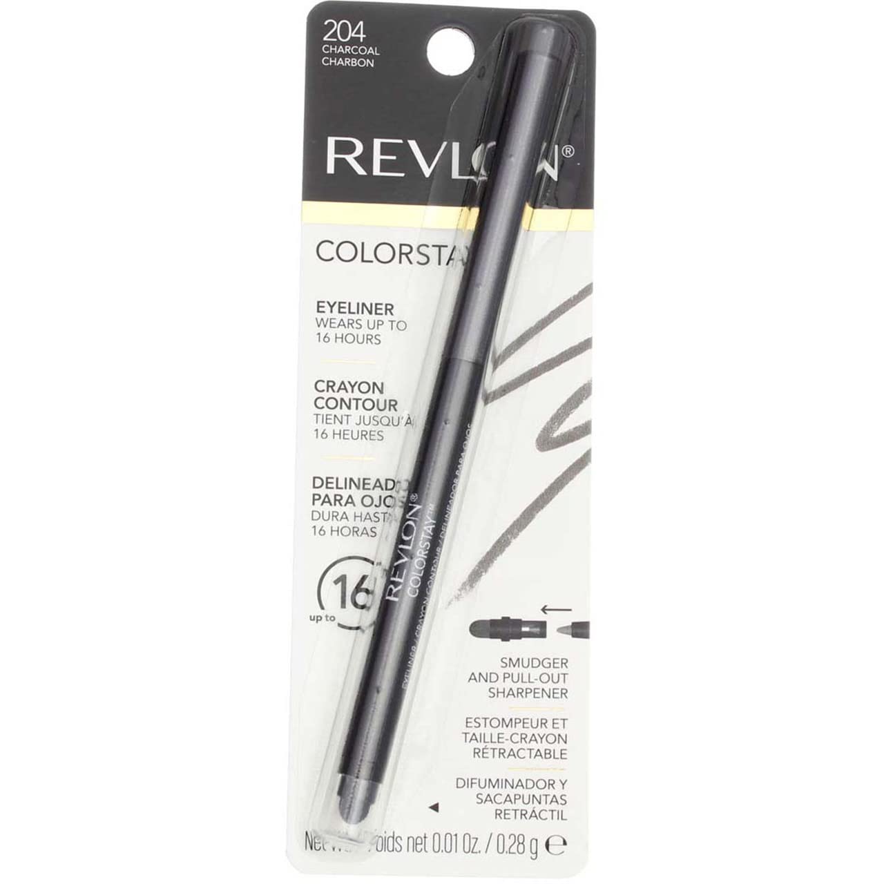 Revlon ColorStay Pencil Waterproof Eyeliner, Smudge-Proof, Eye Makeup with Built-In Sharpener, Stocking Stuffer for Women, 202 Black Brown, 0.01 oz