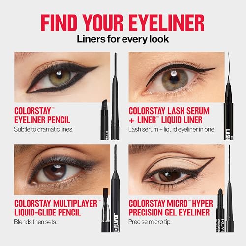 Revlon ColorStay Pencil Waterproof Eyeliner, Smudge-Proof, Eye Makeup with Built-In Sharpener, Stocking Stuffer for Women, 202 Black Brown, 0.01 oz