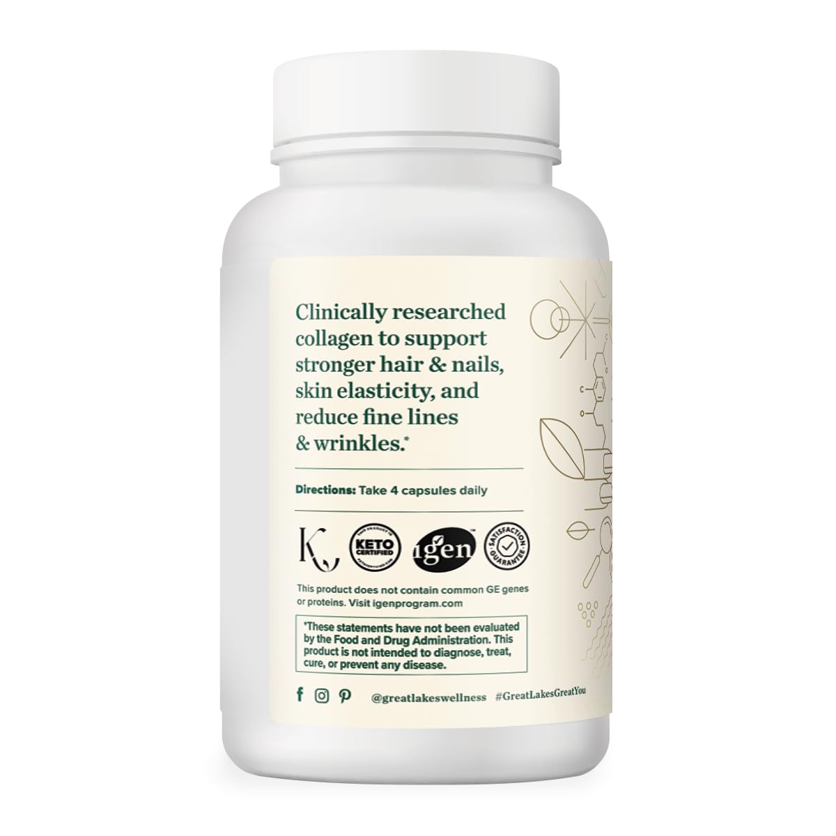 Great Lakes Wellness Collagen Peptides Powder for Skin, Hair, Nails, Joints & Digestion - Unflavored - 22 Servings (Pack of 1)