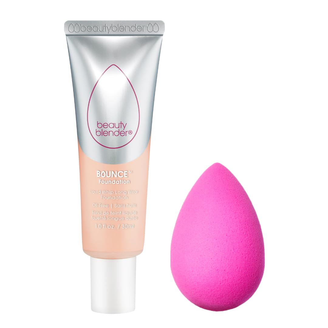 Beautyblender Bounce Liquid Whip Long Wear Foundation (3.15 C Med Beige) & Original Pink Beauty Blender Makeup Sponge