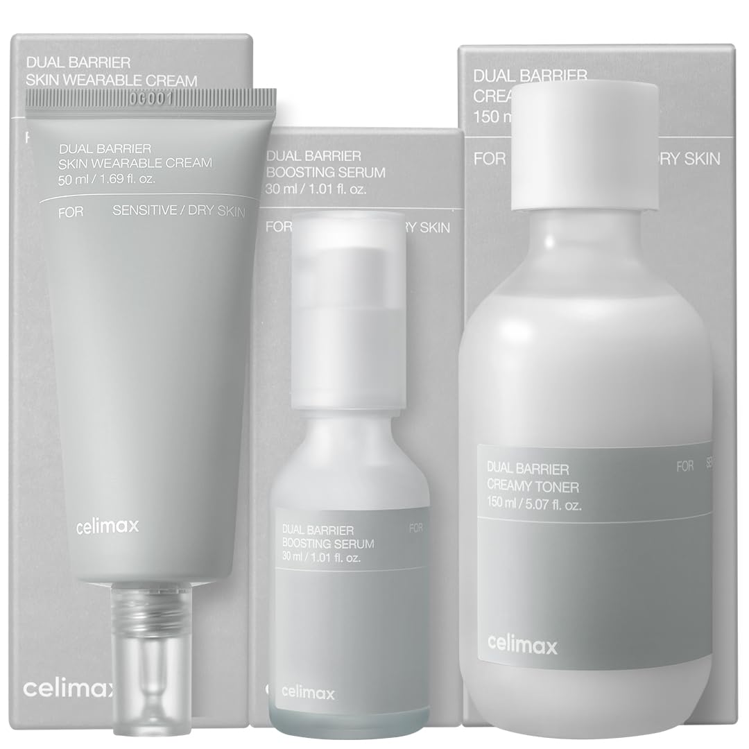 celimax Dual Barrier Boosting Serum & Creamy Toner & Long Lasting Cream, Daily Skincare Set