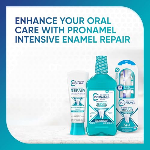 Sensodyne Pronamel Intensive Enamel Repair Alcohol-Free Mouthwash to Help Actively Repair Enamel and Protect Against Cavities, Extra Fresh, 16.9 fl oz (3 Pack)