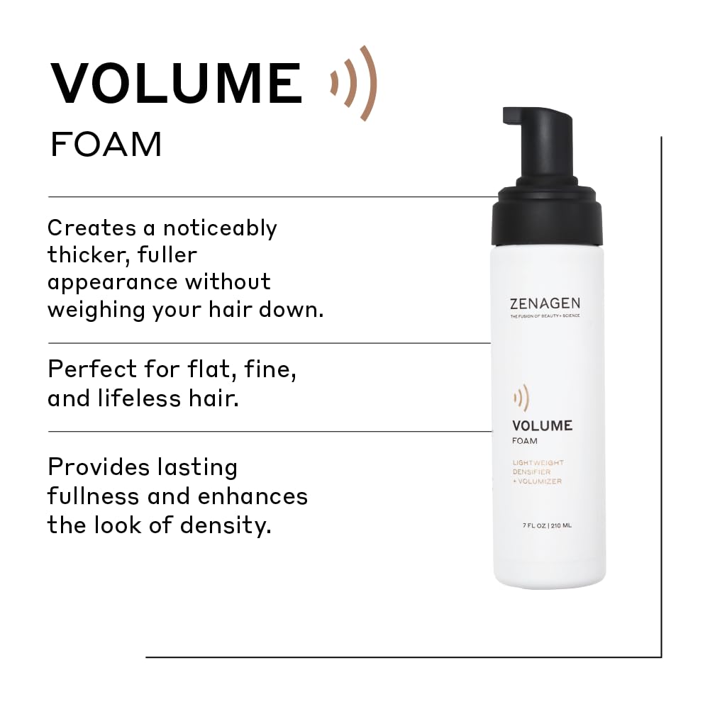 ZENAGEN Volume Foam | Lightweight Densifier + Volumizer, Boosts Hair Volume & Thickness, Provides Lightweight Hold, Nourishes & Strengthens Hair, Non-Greasy Plant-Based, Vegan, All Hair Types