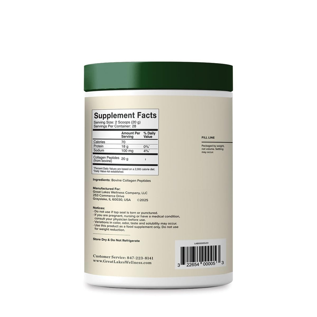 Great Lakes Wellness Collagen Peptides Powder for Skin, Hair, Nails, Joints & Digestion - Unflavored - 22 Servings (Pack of 1)