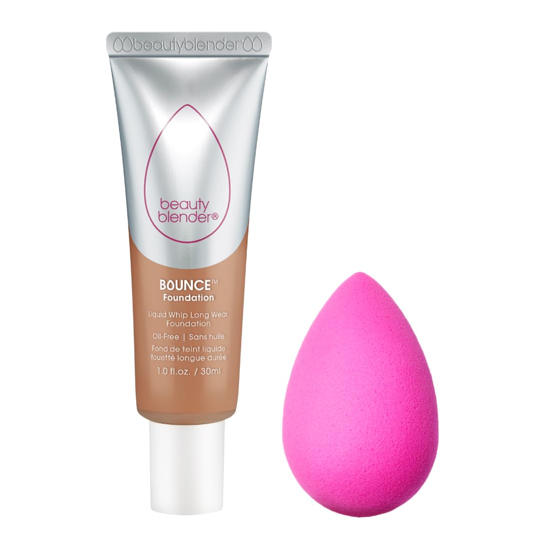 Beautyblender Bounce Liquid Whip Long Wear Foundation (4.20 W Deep Golden) & Original Pink Beauty Blender Makeup Sponge Bundle