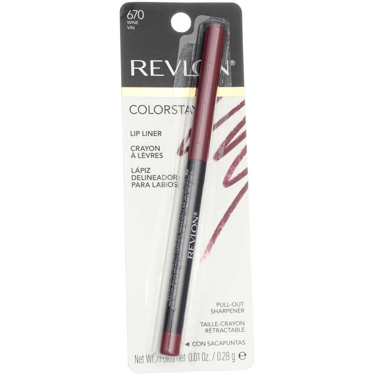 Revlon Colorstay Lip Liner Makeup with Built-in-Sharpener, Longwear Rich Colors, Smooth Application, 630 Nude, 0.01 oz
