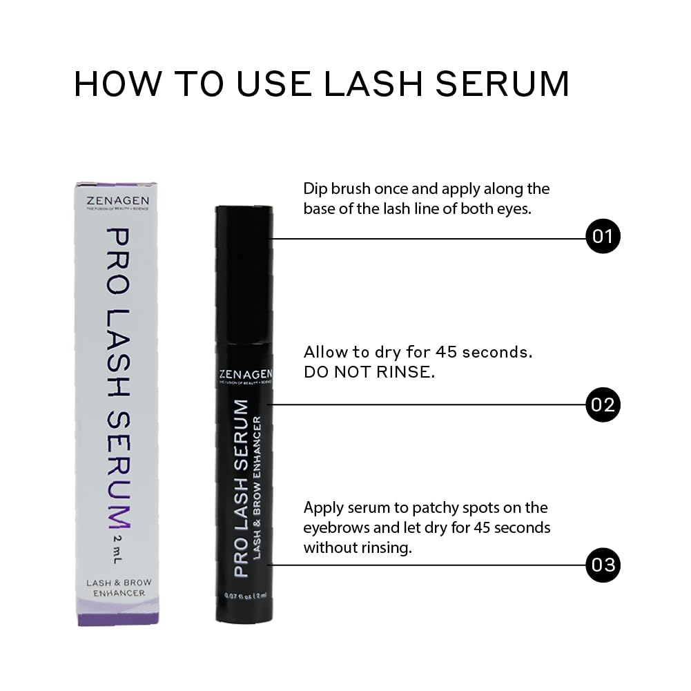 ZENAGEN Pro Lash Serum | Promotes Longer, Thicker Lashes, Strengthens & Nourishes Hair Follicles, Lightweight Non-Irritating Formula, Vegan, Plant-Based