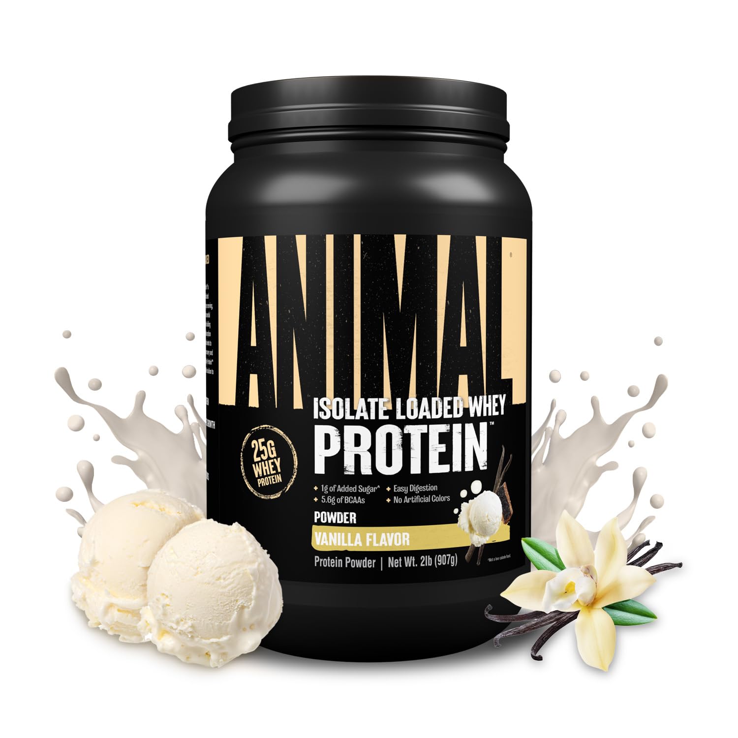 Animal Whey Isolate Protein Powder - Loaded for Pre & Post Workout Muscle Builder and Recovery with Digestive Enzymes for Men & Women - 25g Protein, Great Taste, Low Sugar - Strawberry 4 lbs