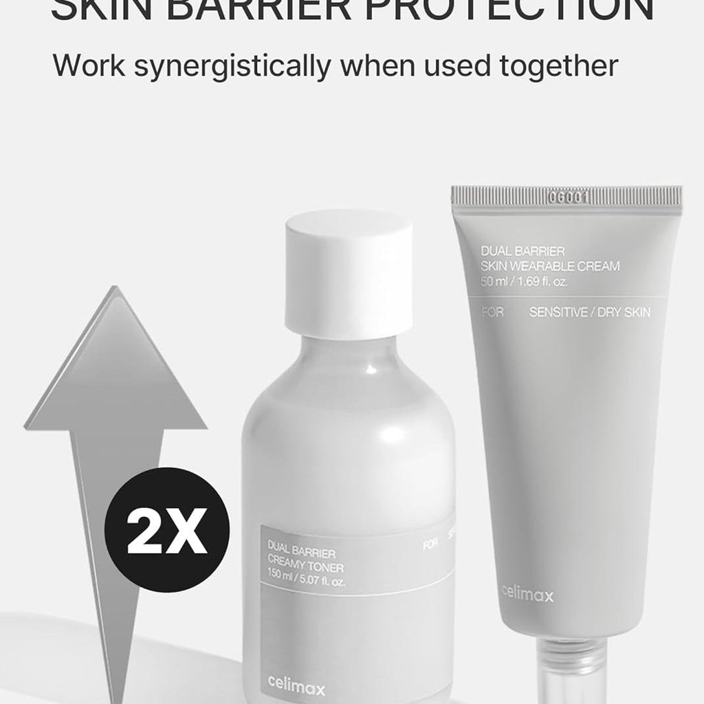 celimax Dual Barrier Trial Kit Travel Size, Gift Set | with Creamy Toner & Skin Wearable Cream, Travel Size, Mini-sized Gift Set, Ceramides, Peptide