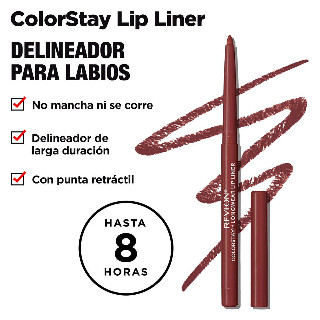 Revlon Colorstay Lip Liner Makeup with Built-in-Sharpener, Longwear Rich Colors, Smooth Application, 630 Nude, 0.01 oz