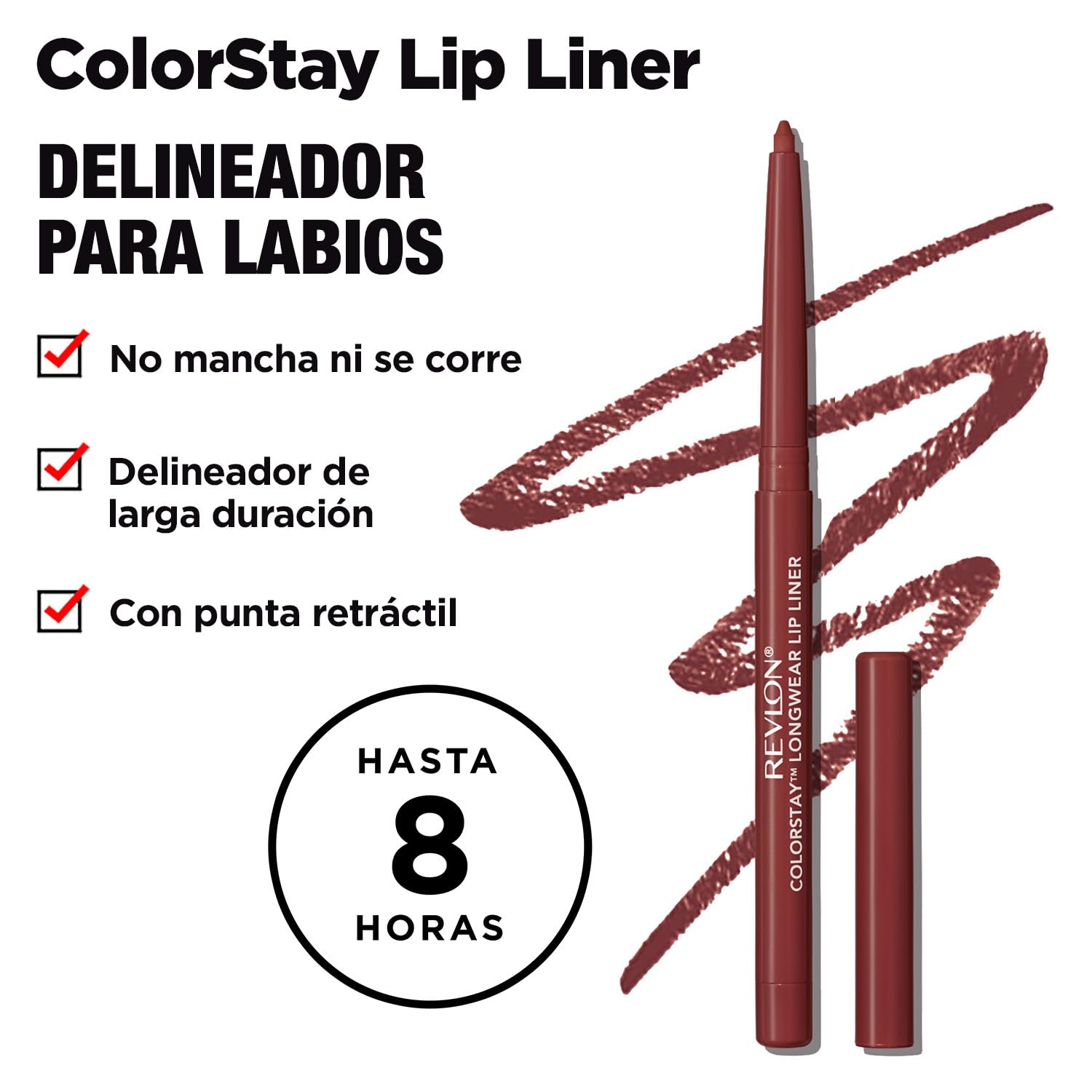 Revlon Colorstay Lip Liner Makeup with Built-in-Sharpener, Longwear Rich Colors, Smooth Application, 630 Nude, 0.01 oz