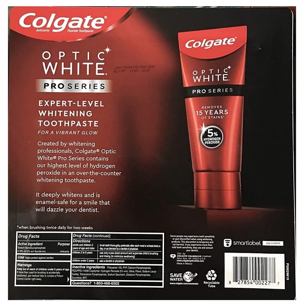 Colgate Optic White Toothpaste Pro Series Stain Shield 3.3 Ounce (Pack of 4)