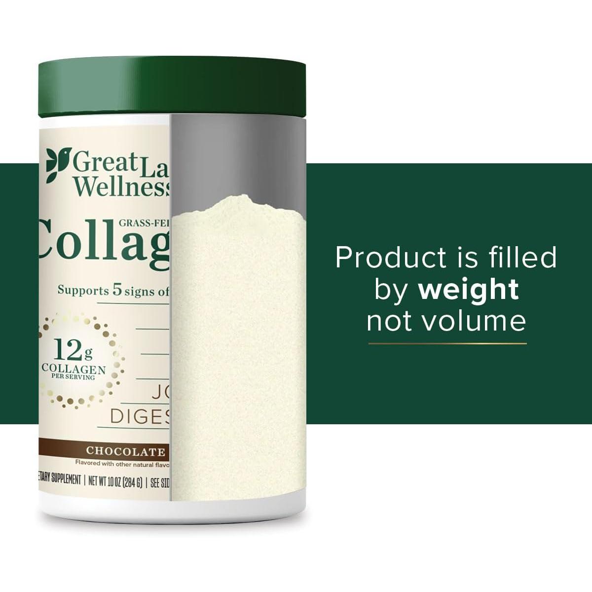Great Lakes Wellness Collagen Peptides Powder for Skin, Hair, Nails, Joints & Digestion - Chocolate Flavored - Quick Dissolve Hydrolyzed, Non-GMO, Kosher - 10 oz