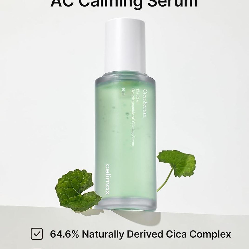 celimax The Real Cica Niacinamide AC Calming Serum 40ml + Ji.Woo.Gae Heartleaf BHA Peeling Pad(60 pads) Bundle