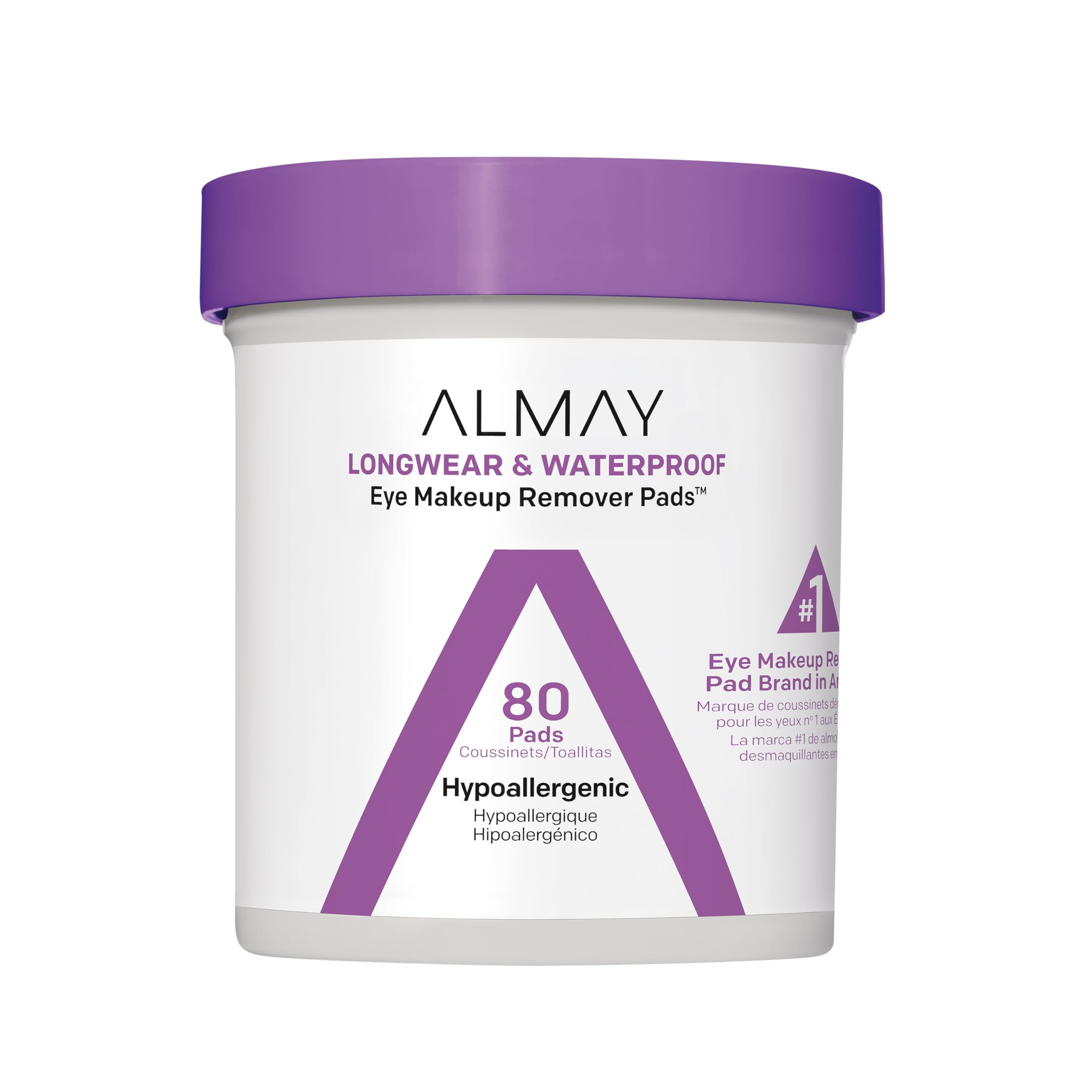 Almay Eye Makeup Remover Pads, Longwear & Waterproof, Hypoallergenic, Fragrance-Free, Ophthalmologist Tested, Stocking Stuffer for Women, 120 count