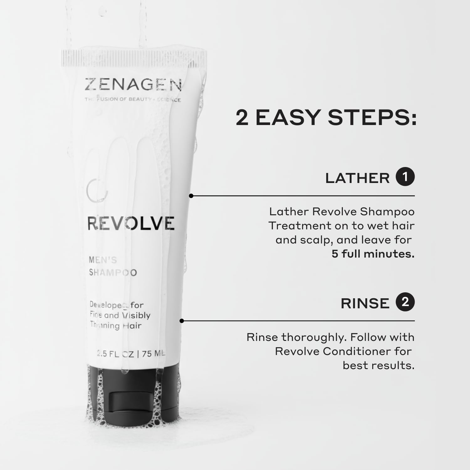 ZENAGEN Revolve Men's Travel Kit | Shampoo + Conditioner for Fine & Visibly Thin Hair, Promotes Thicker Fuller Hair, Plant-Based Formula, Color-Safe, Vegan