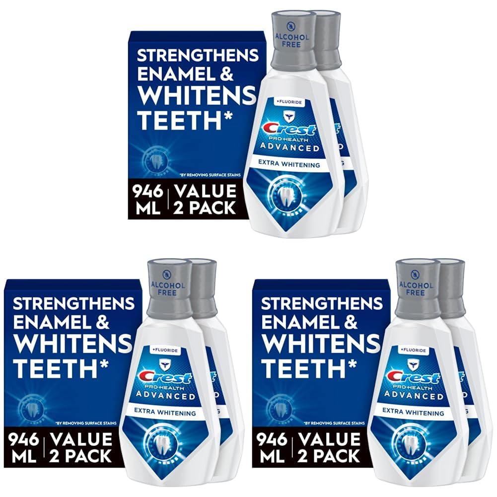 Crest Pro-Health Advanced Mouthwash, Alcohol Free, Extra Whitening, Energizing Mint Flavor, 2x946mL (32 fl oz)