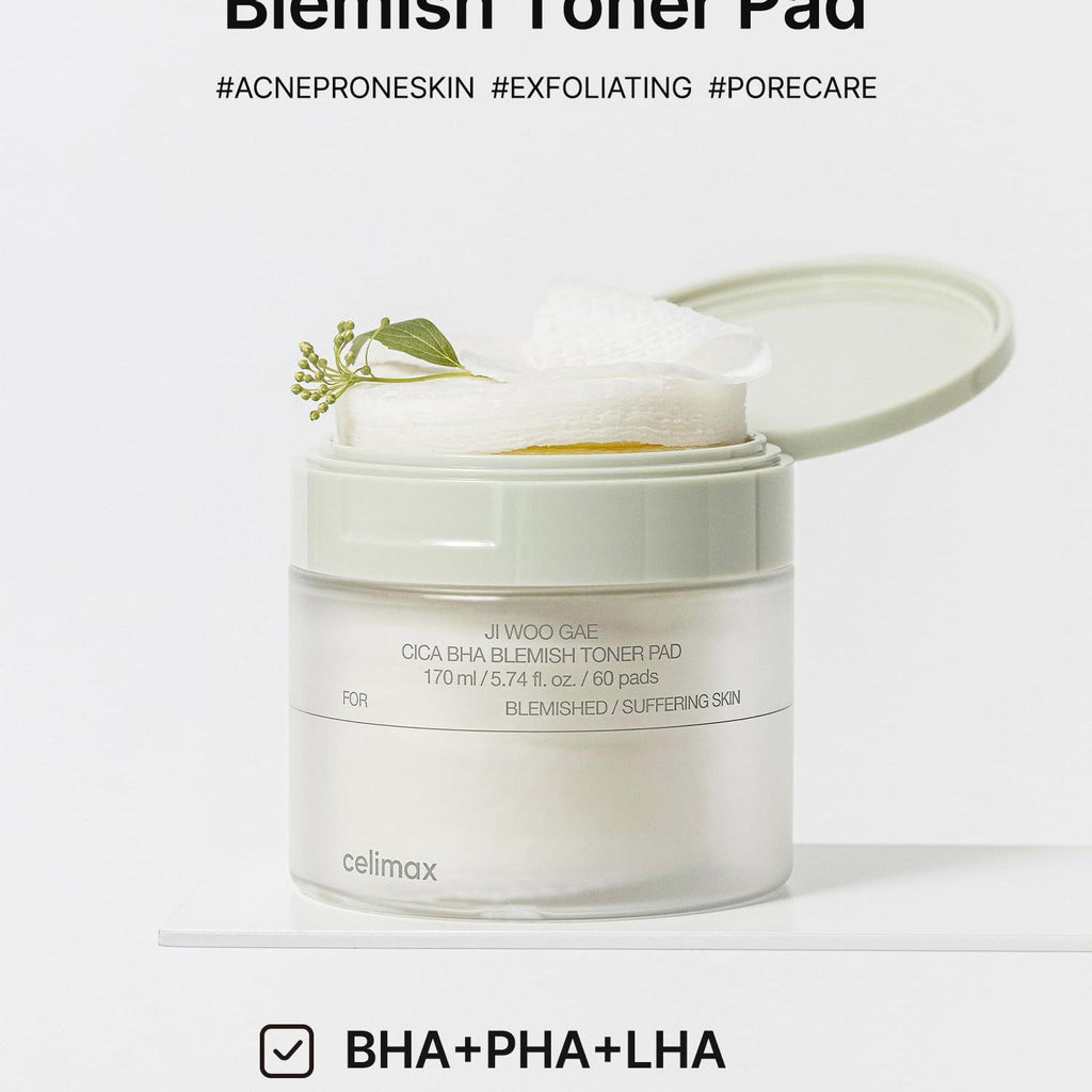celimax Ji.Woo.Gae Heartleaf BHA Peeling Pad | Pore Care, Exfoliating Double-Side Toner Pads, Facial Peels, Hydrating, Tea Tree, For Acne Prone & Breakouts, Christmas Gift, Stocking Stuffers (60pads)