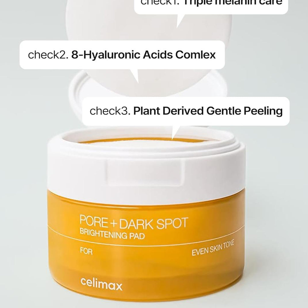 celimax Pore+Dark Spot Brightening Pad | Exfoliating Peeling Pads for Enlarged Pores, with Hyaluronic Acid, Pore Minimizer, Non-Irritating, Hydrating, For Sensitive Skin (40 pads)