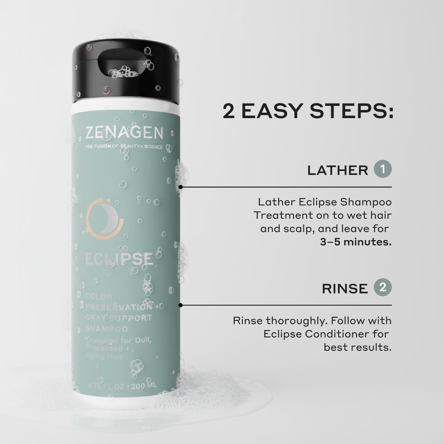 ZENAGEN Eclipse Trio Kit | Color Preservation + Gray Support | Shampoo + Conditioner + Volume Foam | for Color Protection, Hair Health & Voluminous Styles 1 ea
