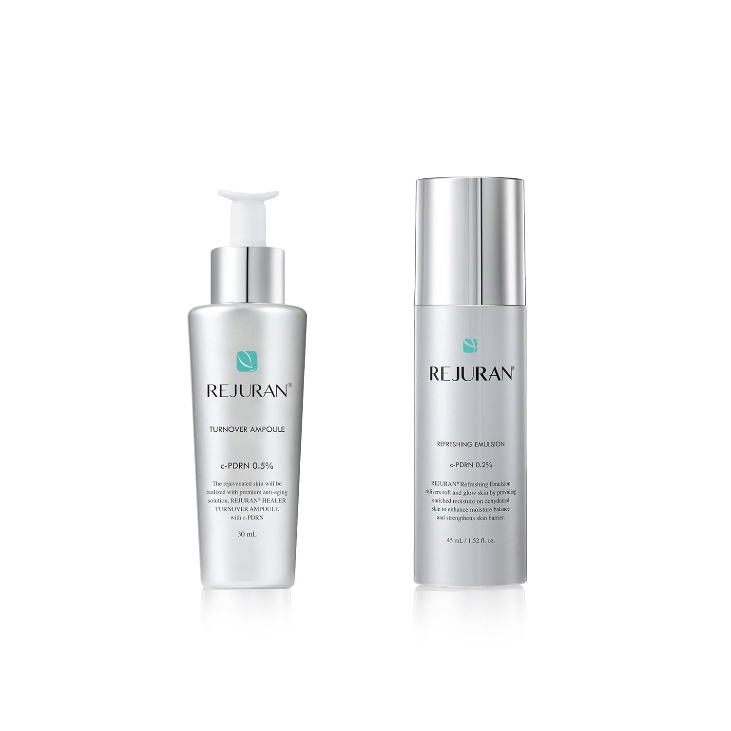 REJURAN® c-PDRN® Korean Skin Care Bundle – Turnover Ampoule & Refreshing Emulsion with Salmon DNA for Firming, Hydration, Radiance & Skin Elasticity