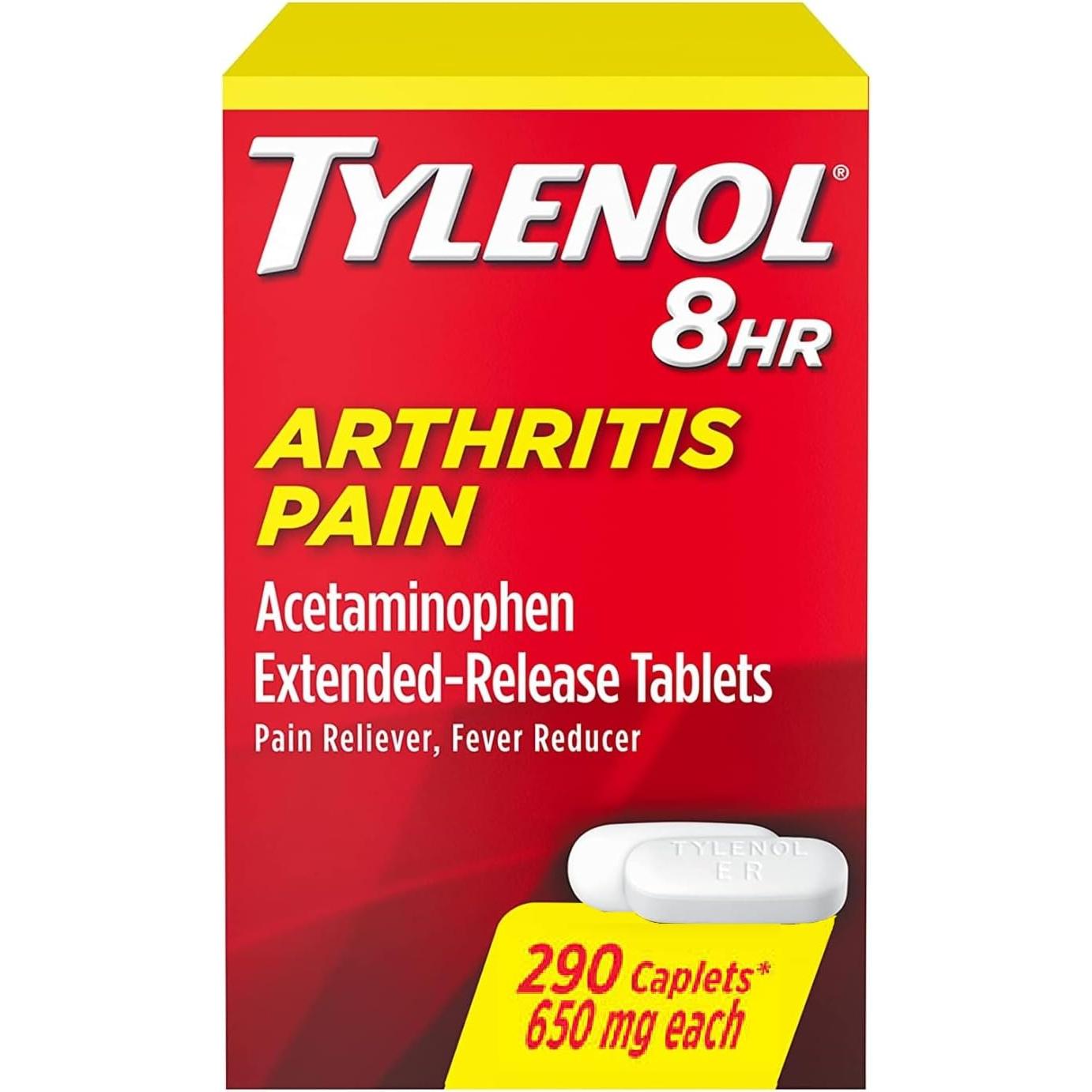 Tylenol Arthritis Pain Extended Release Tablets with Acetaminophen for Joint Pain, 290 Caplets (Pack of 2) (Package May Vary)