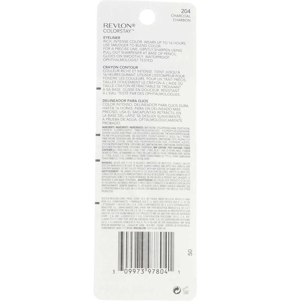 Revlon ColorStay Pencil Waterproof Eyeliner, Smudge-Proof, Eye Makeup with Built-In Sharpener, Stocking Stuffer for Women, 202 Black Brown, 0.01 oz
