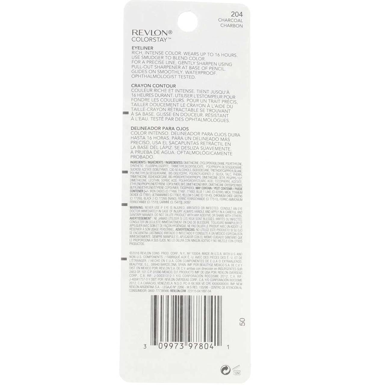 Revlon ColorStay Pencil Waterproof Eyeliner, Smudge-Proof, Eye Makeup with Built-In Sharpener, Stocking Stuffer for Women, 202 Black Brown, 0.01 oz