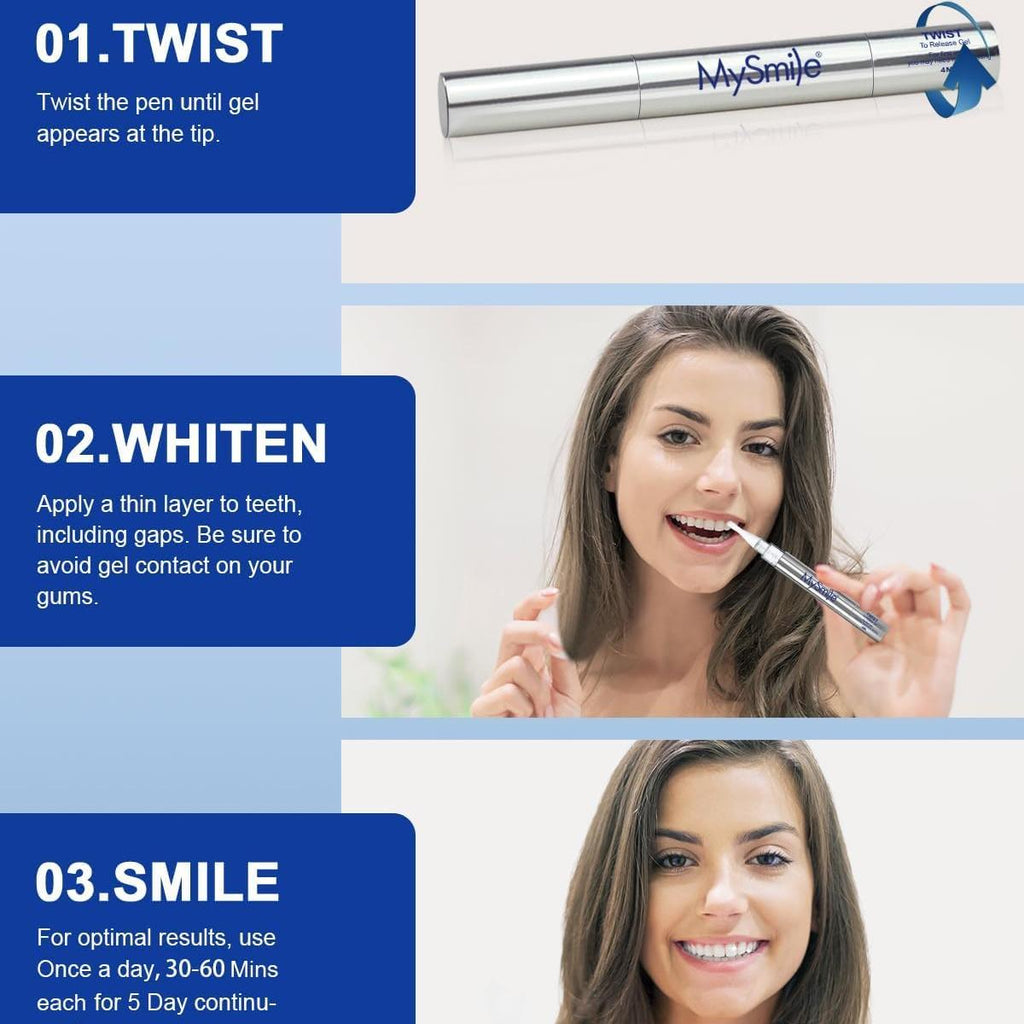 MySmile Teeth Whitening Pen 30+ Treatment Enamel Safe Tooth Whitening Gel for Teeth Sensitive-10 Min Fast Whitening Teeth-Helps to Remove Stains from Coffee, Smoking, Wines-Mint Flavor