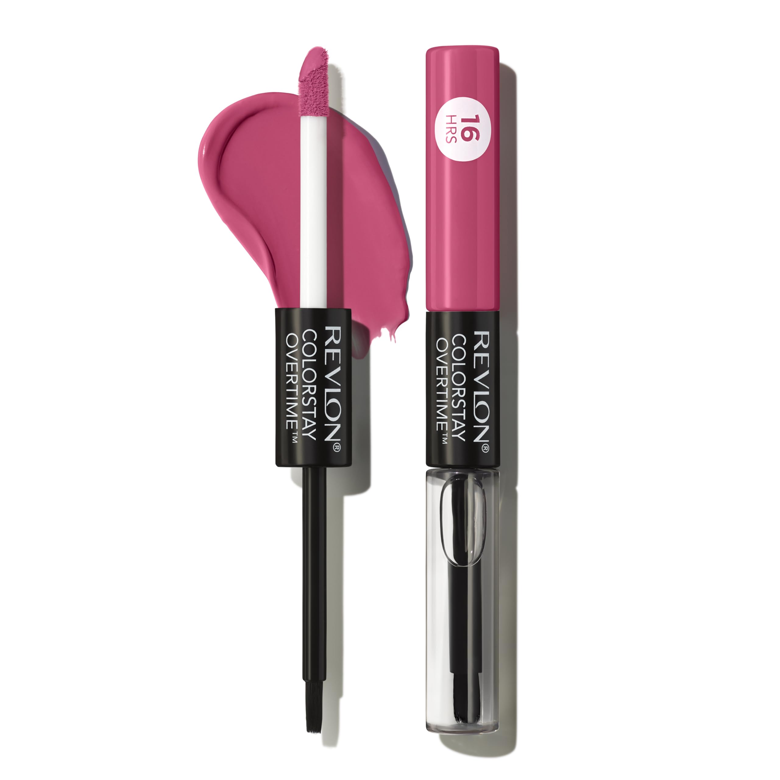 Revlon Liquid Lipstick with Clear Lip Gloss, ColorStay Overtime Lipcolor, Stocking Stuffer for Women, 350 Bare Maximum, 0.07 fl oz