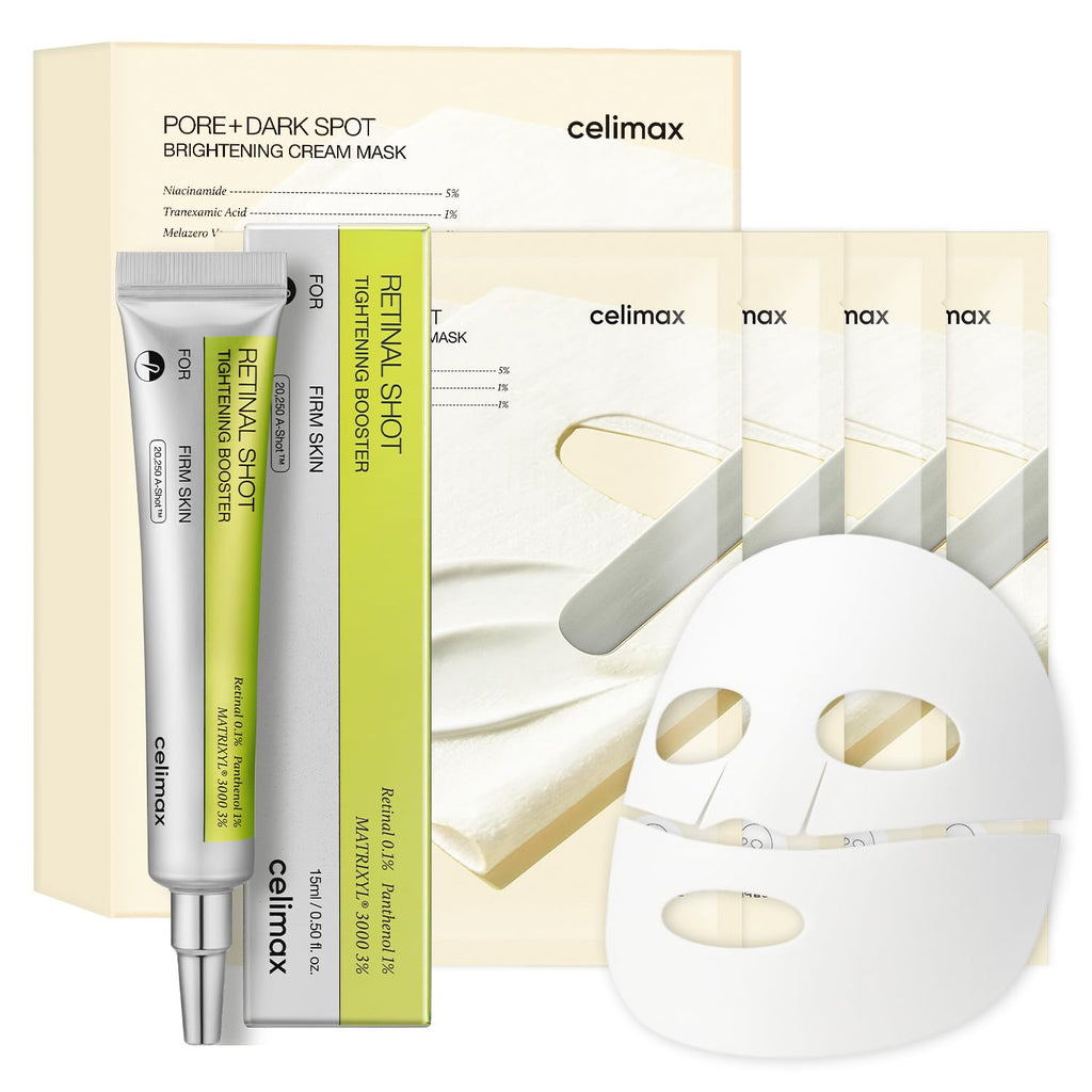 celimax Retinal Shot Tightening Booster & Pore Dark Spot Brightening Cream Mask 4EA | Home Aesthetic Duo