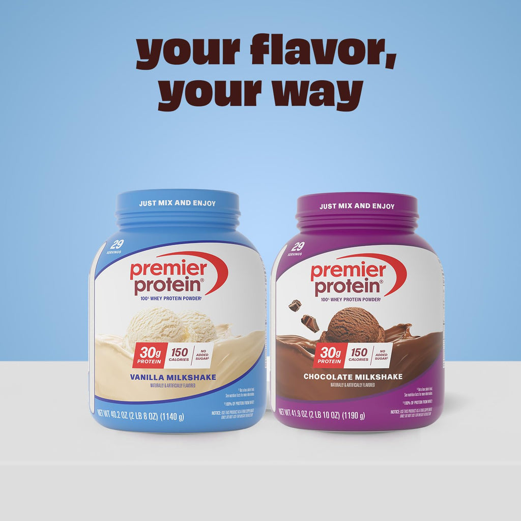 Premier Protein Powder, Vanilla Milkshake, 30g Protein, 1g Sugar, 100% Whey Protein, Keto Friendly, No Soy, Gluten Free, 23.3 oz, 17 Servings (Packaging May Vary)