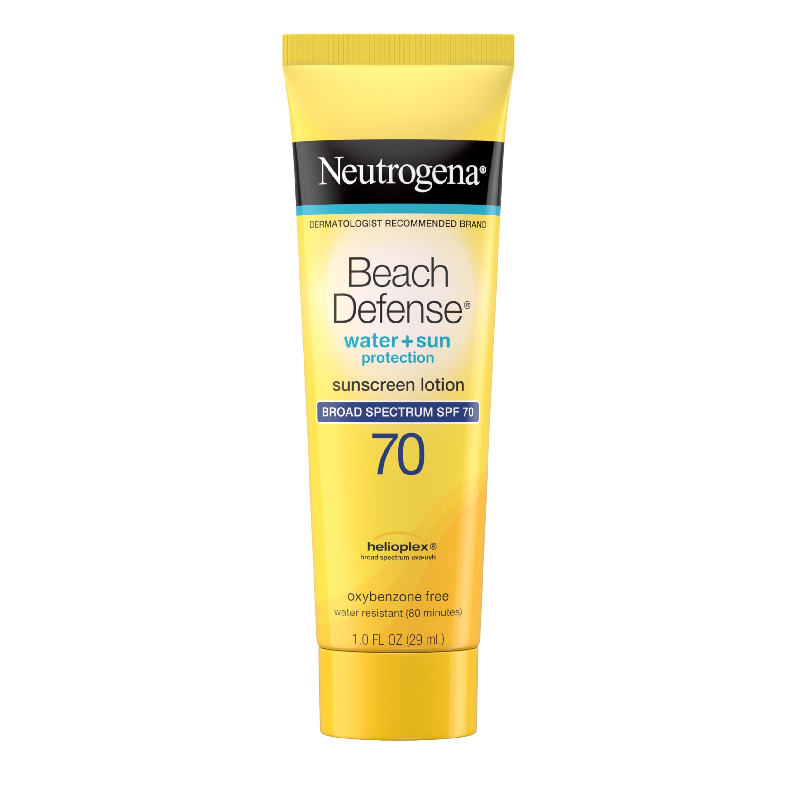 Neutrogena Sunscreen Lotion Beach Defense SPF 70, Face & Body Sunscreen, Broad Spectrum, Fast Absorbing, 6.7 Fl Oz, Water Resistant 80 Min, Oil-Free, Oxybenzone & Octinoxate Free