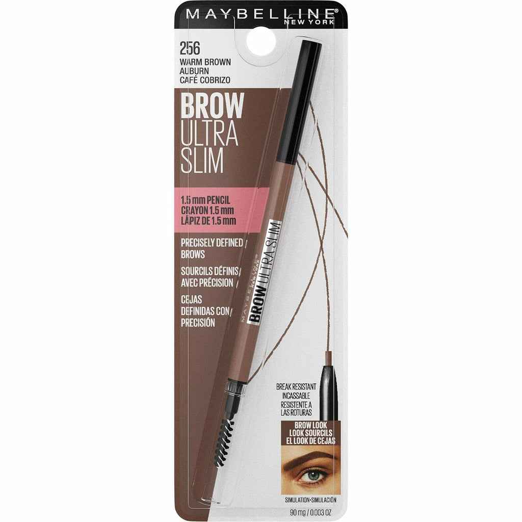 Maybelline Express Brow Ultra Slim Eyebrow Makeup, Brow Pencil with Precision Tip and Spoolie for Defined Eyebrows, Soft Brown, 1 Count