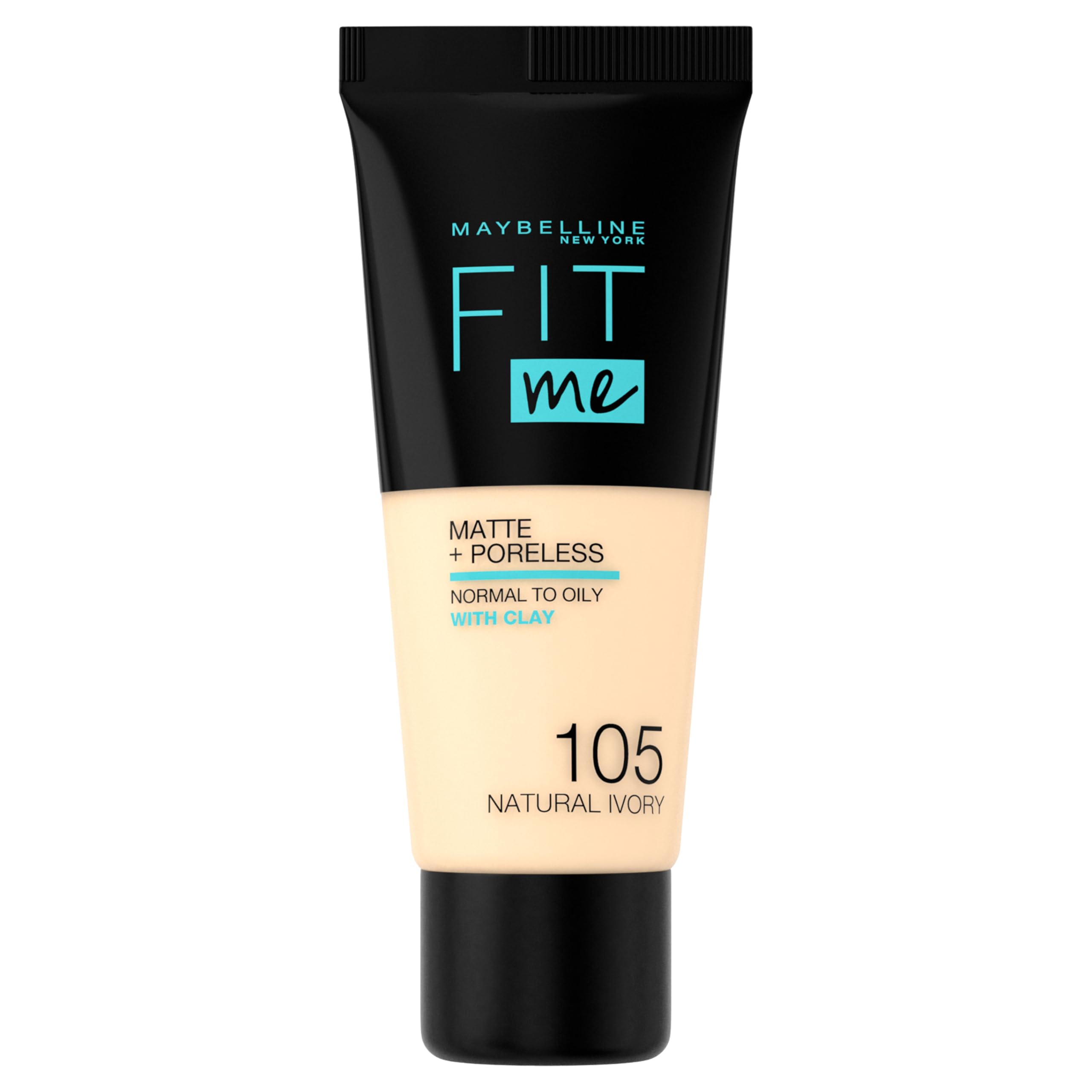 Maybelline Fit Me Matte + Poreless Liquid Oil-Free Foundation Makeup, Natural Ivory, 1 Count (Packaging May Vary)
