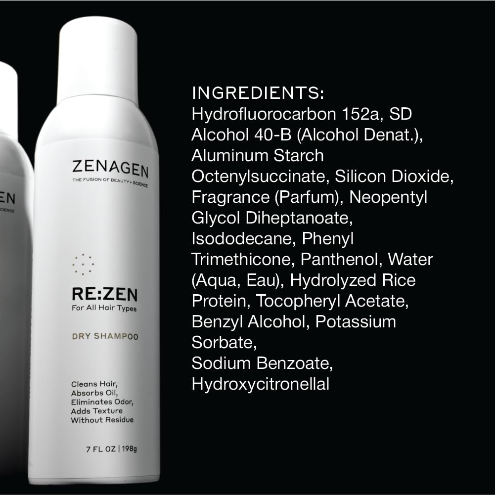 ZENAGEN Re:Zen Dry Shampoo | Cleans Hair, Absorbs Oil, Eliminates Odor, Adds Texture, No Residue, All Hair Types, 7 oz